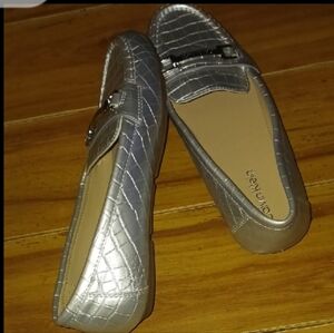 Calvin Klein Quilted Silver Flats